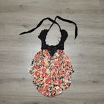 Free People Black Crochet Lace Floral Print Halter Top Blouse Multicolor Size XS Photo 1