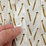 Equipment  Silk Tan Brown Nail Print Button Down Shirt Womens s Whimsical Casual Photo 6