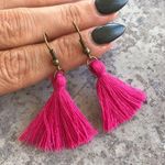 Handmade Tassel Earrings NEW Boho Festival Party Bright Pink USA Photo 1