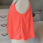 Rue 21 Neon Coral Crop Top Flowy Tank Embroidered Aztec Straps Womens Medium  New Photo 4