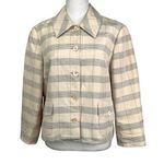 Vintage BCBG Maxazria Silk Blazer Striped Windowpane Blue Size 10 Photo 0