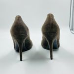 Gucci NEW Kelly Knot Mushroom Grey Peep Toe Suede Pump Shoe Sz 37 Wide Art Deco Photo 4