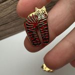 Laurel Burch Jungle Cat Signed Red & White Enamel Gold Tone Stud Earrings Photo 2