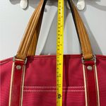 Coach  Tote Bag Canvas RED & British‎ Tan 70108 Weekender Travel Carryon Rare! Photo 12