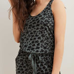 Aerie  Olive Green Leopard Print Shorts Tank Romper | S Photo 0