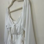 FOROLAV White Square Neck Dress Long Sleeve Tie Open Back Lined ~ EUC Size L Size L Photo 7