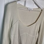 frame denim Frame Ivory Ribbed Knit Structured Stretch Sweater Zipper Cuffs W-789 Sz L Photo 3