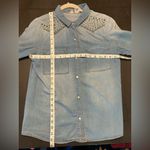 Mudd  Coastal cowgirl western glam studded pearl snap denim collared shirt LG Photo 5