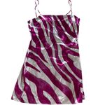 The East Order  Dress Womens Medium Rhea‎ White Pink Zebra Print Satin Mini Photo 2