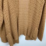 Handmade Womens L Long Brown Crochet Open Knit Oversized Cardigan Boho Granola Photo 8