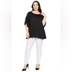 Yelete  plus size 3XL womens black flowy short sleeve top casual business stretch Photo 5