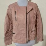 Slate + Willow  blush pink leather moto jacket LARGE FLAWED Photo 8