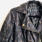 Rock & Republic Jacket M Moto Baroque Deluxe Gold Foil Black Zipper Photo 2