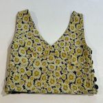 Maeve by Anthropologie Daisy Floral Button Side Crop Top XS Yellow Black Summer Photo 0