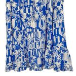 Sugar Lips Tropical Resort Print Mini Dress Blue White size 2X Cap Sleeves Tassel Photo 4