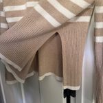Rails  Tessa Stripe Wool & Cotton Quarter-Zip Pullover Tan White Sweater Photo 3