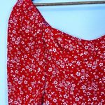 Reformation  Puff Sleeve Bustier Red Dress Ditsy Floral‎ Milkmaid Mini Dress Photo 6