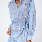 ZARA  ANIMAL PRINT BUTTON DOWN SHIRT DRESS LONG SLEEVE BLUE SIZE S NEW Photo 2