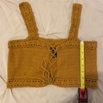 Forever 21 NWOT Crochet knit lace up golden yellow crop top Size Small Photo 4