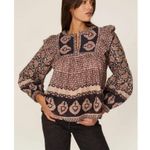 💕SEA NEW YORK💕 Margo Quilted Top ~ 100% Cotton Purple Border Print Large NWOT Photo 5