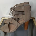 Torrid H taupe eyelet caged plat heels Photo 2