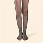 Butterfly Pattern Black Fishnet Tights Hollow Out See Photo 1