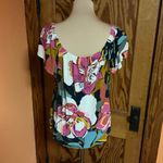 MB Bright Tropical Flowers Blouse Size M Photo 10
