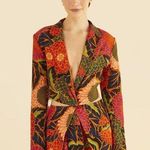 Farm Rio NWOT  Multicolor Floral Garden Cut-Out Long Blazer Size S Photo 0