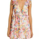 AQUA  Ruffled Floral V Neck Mini Dress Photo 0