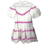 Wknd Wyfr Tulum Pink White Tiered Puff Sleeve Button Bubble Dress Size Medium Photo 3