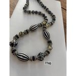 Handcrafted Black & White Beaded Necklace With Gold Accents Photo 4