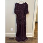 Mac Duggal   Embellished Tulle Wrap-Effect Column Gown Size 16‎ Plum Formal Photo 5