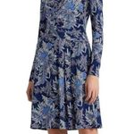 Lauren Ralph Lauren Floral Jersey Long Sleeve Dress Blue Size 8 Photo 1