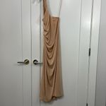 New Misha Size 12 Rose Gold Dune One Shoulder Ruched Midi Dress Photo 7