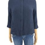 Talbots  Jacket US 6 Womens Blue Cotton Basketweave 3/4 Sleeve Zip Up w/ Pockets Photo 0