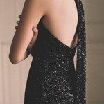 Mango NWT Mng Sequin High Neck Halter Tie Open Back Mini Dress Formal Black 8 Photo 1
