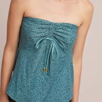 Maeve Anthropologie  Teal Cannes Hieroglyphic Pattern Strapless Top  Photo 0