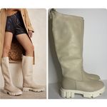 Free People Brooks Tall Leather Chunky Lug Sole Boot In Chalk Sz 6 Photo 1