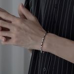 Titanium Steel Link Chain Bracelet for Men Women,Punk Hip Hop Bracelet Silver Photo 3