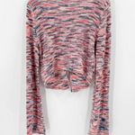 American Eagle  Pink Knit Y2K Cropped Retro Sweater Women's Size Large Photo 1