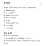 Alice + Olivia  Rowen Tiered Long Sleeve Floral Mini Dress Black Cream womens XS Photo 13