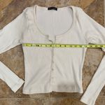 Brandy Melville Cream / White Metallic Henley Sweater Cardigan Photo 2