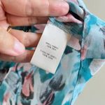 Rebecca Taylor Blue Aloha Teal Pink Floral 100% Silk Top Women Size 4 Cap Sleeve Photo 2