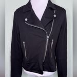 Evereve Black Moto Biker Style Jacket Asymmetrica Silver Zippers Size Medium Photo 6