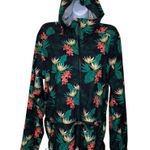 Duluth Trading Company  Tropical Zip up Floral Hooded Jacket XL Green Black Coral Photo 1