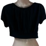 EXPRESS  Short Sleeve Cropped Cardigan Lightweight All Seasons Button Down Black Photo 2