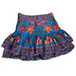 Farm Rio Anthropologie Women’s Floral Blue Tropical Tapestry Tiered Mini Skirt Photo 6