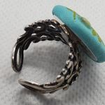 Vintage Blue & Green Floral Button Ring Photo 4