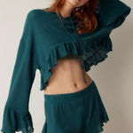 Urban Outfitters Out From Under NWOT Lizzie Ruffle Hooded Long Sleeves Top Size S Photo 0