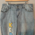 Sanrio  Keroppi Character High Rise Mom Jeans- Light Wash size 16 Photo 2